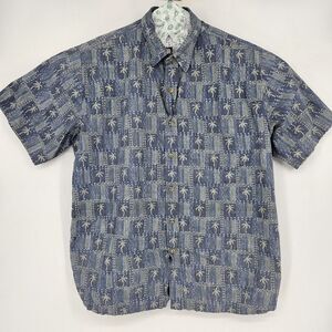 Cooke Street Shirt Mens 2XL Hawaiian Short Sleeve Palm Tree Blue Button Up